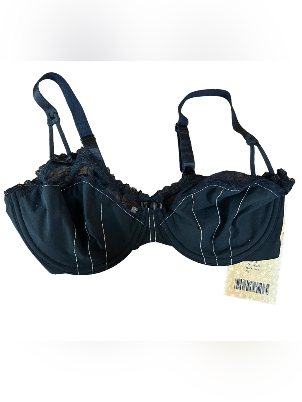 Vintage Felina Marielle Unlined Underwire Bra NWT Black Stitch 36D